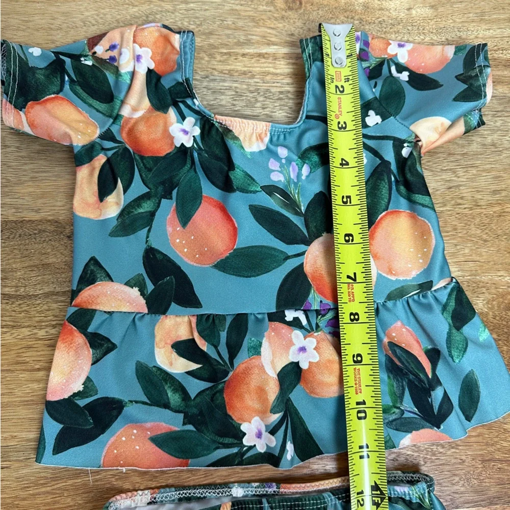 Oranges Peplum‎ Small Shop Handmade 2 Pc Swim Suit